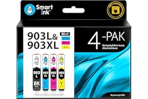‎SMART INK Smart Ink Kompatybilne Tusz Zamiennik do HP 903XL 903 XL (BK L & C/M/Y XL pakiet czterech sztuk) z Zaawansowaną Technologią Chipu do użytku z Officejet 6950 Officejet Pro 6960 6970