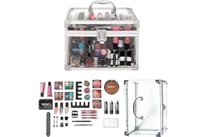 Technic 36 Pcs Clear Carry & Storage Train Case Including Beauty Makeup Cosmetics & Tools