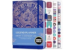 Legend Planner - Meilleur agenda hebdomadaire et calendrier mensuel pour augmenter la productivité, atteindre les objectifs et gérer le temps-maître - A5, non daté - Bleu royal, Feuille d'or