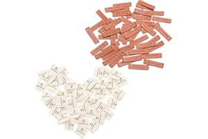 SAIZONE 50 pezzi Etichette in Tessuto Fatte a Mano e 50 Etichette in Pelle pu Etichette per Indumenti da Cucire Etichette fai-da-te per Accessori per Abiti per maglieria Jeans Borse Scarpe (Bianco e Marrone)