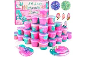 JAMDESDW 36 Pack Mermaid Slime Kit, Soft & Non-Sticky Galaxy Slime Pack, Mermaid Party Favors for Kids, Slime Party Favors for Girls & Boys, Bag Stuffers, Cute Stuff for Girls