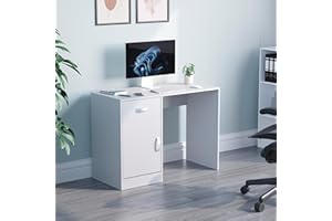Vida Designs Hudson - Escritorio para computadora con cajón y Puerta, Mesa para PC o Laptop, Estudio de Juegos, estación de Trabajo de Almacenamiento, Muebles de Armario, Color Blanco