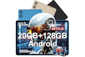 DMOAO Tablet 11 Pulgadas Android 14 con 8000 mAh + Carga Rápida 18W, 13MP + 5MP, 20GB RAM + 128GB ROM (Ampliable a 1TB), Tablets con Widevine L1, 5G Wi-Fi, GPS, 8 Cores 2.0 GHz, Face ID, Bluetooth 5.0, Azul