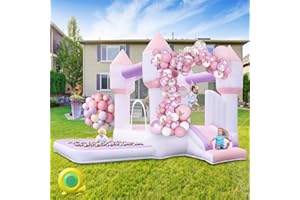 SPORTBOB Bouncy Castle White with Slide Trampoline and Ball Pit, Inflatable Bounce House Indoor Outdoor with Air Blower for Kids Toddler Garden Park Backyard Party Wedding Birthday Gifts,320×280×210cm