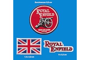 ROYAL ENFIELD Écusson thermocollant 3 pièces Moto Bullet Angleterre Turbo Livraison