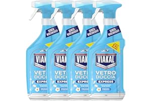 ANTIKAL Viakal Vetro Doccia Express Spray, Fiori bianchi, Senza Risciacquo, Pulizia scintillante in una sola passata, 4x800ml