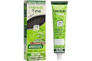 Herbal Time Henna Natural Color Natural Black Nº 7 | Coloring Cream With Nettle Extract | Gray Hair Cover | Temporary Dye | Ammonia, Sulfates, Parabens Free | 75 ml