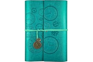 ASTEN Diario di Viaggio in Pelle, Ricaricabile, con Rilegatura a Spirale Vintage, Quaderno di Viaggio Taccuino in Pelle, con Carta a Righe, Regalo per Ragazze, Ragazzi, Formato A5, 25 x 16.5 cm, colore Blu