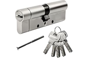SEPOX® 90mm(45/45) Anti-Snap Euro Door Lock Cylinder, High Security 6 Pin, Brass Body Stainless Steel Bar Enforced Anti-Drill Anti-Pick,Anti-Bump Door Barrel with 5 Keys