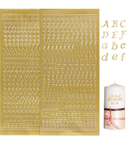 Kit De 6 Feuilles D'autocollants Lettres Et Chiffres Dorés Pailletés - 2.5 Cm - Pour Scrapbooking, Déco, Personnalisation