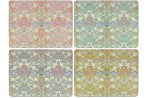 The Leonardo Collection Hyacinth Table Place Mats Set of 4 | Non Slip Washable Table Mats For Dining | Designed By William Morris | Set of 4 Printed Designer Placemats
