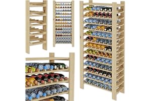 Lenmar RW Series Wooden Wine Rack for Bottles, Light Beige, Wine, Bottle Rack, Cellar Rack, Shelves, Bottle Holder, Wine Stand, Wine Cabinet (RW-5-3, 174 x 80 x 26.5-91 Bottles)