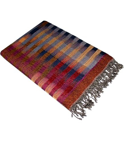 Lorenzo Cana Geruite Wollen Deken, 100% Wol Van Wollige Zachte Merinowol Woondeken Kleurrijk Groen Blauw Bankdeken Knuffeldeken Sprei Plaid 9631522 661044471