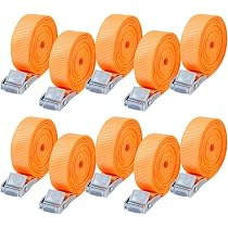 Behiruch 6 Sangles D'Arrimage 2,5m X 25mm - Sangles De Serrage Orange Avec Boucles Métalliques - Charge 250kg