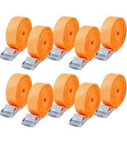 Lot De 4 Sangles D'Arrimage 4m Orange - 25mm Large, Boucle Serrage Rapide, 350 DaN - Norme EN 12195-2