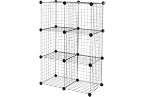 Amazon Basics 6 Cube Wire Grid Stackable Storage Shelves, Black, 66 x 32 x 96.5 cm