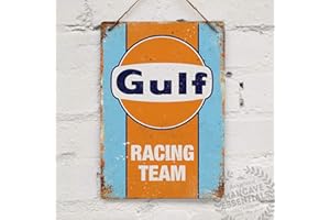 Lotusworld Plaque en métal pour Voiture Motif Gulf Racing rétro 20,3 x 30,5 cm