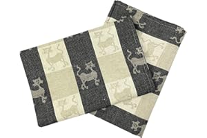 ‎GER3AS Ger3as 2er-Set: Gourmet Geschirrtücher Küchenhandtücher (Leinen/Baumwolle) Handtücher Tücher 50x70 cm Halbleinen Stonewashed Jacquard oder Bedruckt Geschirrtücher (Jacquard-Handtuch Katzen SCHWARZ)