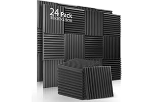 SOUNDSBAY Lot de 24 panneaux de Mousse Acoustique, Mousse Anti-bruit Panneaux Acoustiques haute densité isolant phonique, pour Podcasting, Studios d'enregistrement, Bureaux 30 x 30 x 2,5 cm