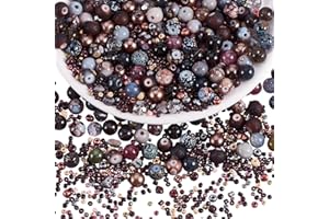 BEEFLYING 1 Pack Assorted Glass Beads for Jewelry Making Adults Glass Crystal Beads Bulk Including 8mm Beads for DIY Jewelry Bracelet Neckalce Phone Lanyard Making Crafts Accessorie (Dark Brown)