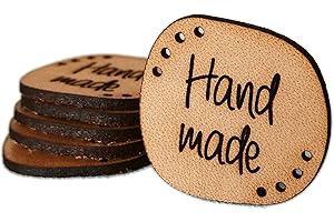 3DP hecho A MANO etiqueta Cuero S2"Hand made" | 15 piezas | Exclusive engraved Genuine Italian Tags
