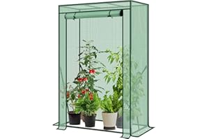 Sekey Gewächshaus Klein Tomatengewächshaus 150*100*50 cm, Mini Gewächshaus Folie Tomatenhaus Balkon Garten, Tomaten Foliengewächshaus Stabil Winterfest, Grün