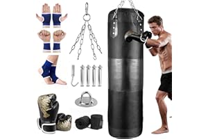 Dibaful Boxsäcke für Erwachsene Hängend Ungefüllt | Schwere Boxsäcke Boxsack Heavy Boxing Punching Bag Set mit Handschuhe für Karate Taekwondo Zuhause Training