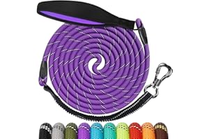 Aystkniet Laisse pour Chien avec Fil Elastique, 3M 5M 10M 15M 20M 30M Longe pour Chien et Réfléchissante avec Poignée Souple et Crochet de Verrouillage pour Chiens de Taille Moyenne et Grande