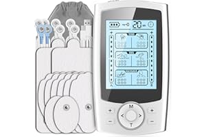 VCKHRRY TENS EMS Gerät, Wiederaufladbare Reizstromgerät Elektrische Muskelstimulation Massage mit 2 Kanäle 36 Trainingsprogramme 10 Elektroden Pads, Muskelaufbau am Bein, Rücken, Schulter, Nacken