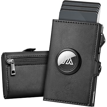mogdi Duo Premium herenportemonnee, RFID/NFC-bescherming, slim wallet met muntvak, drukknop & kaartetui, van A echt leer, tot 12 kaarten, zakelijke portemonnee voor mannen, zilver, Duo, Elegant