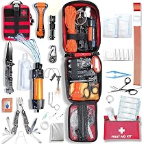Kit Sopravvivenza Pro+ Francese – Con Filtro Acqua, Coltello, Pronto Soccorso, Per Escursioni