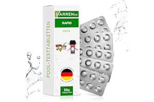 harren24 Rapid Testtabletten für Schütteltester, DPD 1 freies Chlor/DPD 4 Aktivsauerstoff/Phenol Red pH-Wert, 50x, 100x, 250x, 500x, Wassertester (DPD4 / 50 Tabletten)