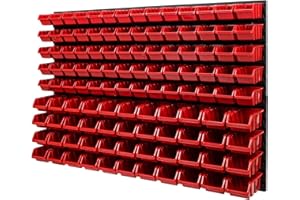 PAFEN Tablica narzędziowa 1152 x 780 mm, ścianka warsztatowa do garażu, 114 kuwet, czerwony