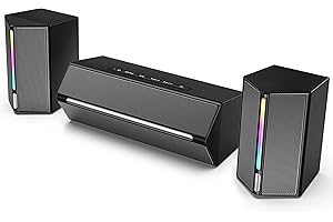 FIFINE Wired Bluetooth Speaker with Subwoofer for PC Laptop Desktop,Computer USB Gaming Speakers with RGB 3.5mm Aux Input Volume Contro for PC Projector Tablet -Ampligame A22