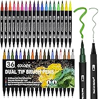 Dual Brush Pen Set, 36 Farben Doppelfasermaler, Tinte auf Wasserbasis Doppelfilzstifte Für Aquarell Watercolo Bullet…