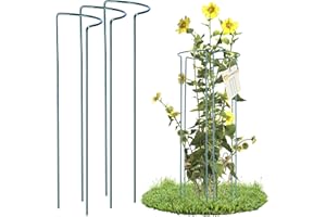 KADAX Zestaw 3 szt. stalowych półokrągłych podpór do roślin, wolnostojących, odpornych na warunki atmosferyczne, do kwiatów, bylin i krzewów, wysokość 60 cm