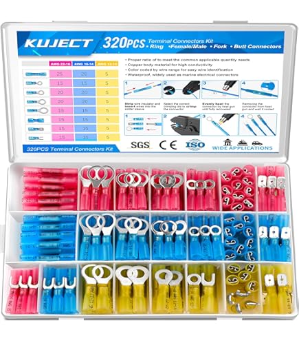 Aazon.co: Glarks 200pcs 22 16/16 14/12 10 Gauge Nylon Heat Shrink Waterproof Electrical