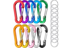 Caianwin 10 Stück Bunt Karabinerhaken Klein 5cm, Aluminium Karabiner mit Schlüsselringe Outdoor Schlüsselanhänger für Schlüssel, Camping, Rucksack, Angeln (10 Farben)