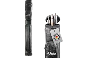 ‎J. PARKER J. Parker Billardköcher für 2 Queues 2/2 & 2/4 Ausführung, hochwertiges Kunstleder Cue-Case für optimalen Schutz, große Zubehörtasche und Tragegurt, Länge 85 cm