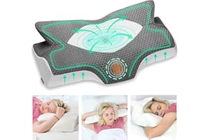 Elviros Almohada Cervical de Espuma Viscoelastica con Memoria, Almohada Ortopedica para Soporte de Cuello, Almohadas Ergonómico para Dormir de Lado y Boca Arriba 07
