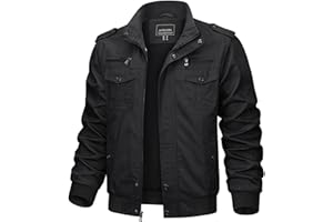 KEFITEVD Herren Übergangsjacke Leicht Herbstjacke Fliegerjacke Stehkragen Bomberjacke Baumwolle Army Feldjacke Cargo Jacke