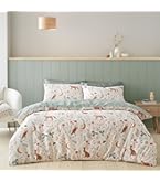 Catherine Lansfield Clarence Floral 66x72 Inch Lined Eyelet Curtains Two Panels Natural & Clarence Floral Reversible Double Duvet Cover Set With Pillowcases Natural By Amazon - View #6