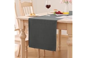 Smiry Leinenoptik Tischläufer Lotuseffekt 40 x 140 cm Tischläufer Abwaschbar Wasserabweisend Modern Dekoration für Küche Party, Dunkelgrau