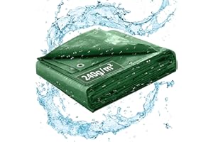 GAWENTINY Abdeckplane 240g/m² 2x3m, Gewebeplane mit verstärkten Ecken, Gartenmöbel Abdeckung wasserdicht, Abdeckplane Pool, Plane mit Ösen, UV beständige Plane