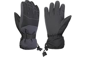 QKURT guanti da sci, guanti da snowboard invernali guanti da neve impermeabili guanti in pelle per bambini attività all'aperto 6-14 anni