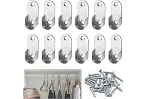 JJWNMLL 12 pcs kleiderstange halterung,Vientiane Schrankrohrlager,Metall Kleiderstangenaufhänger,mit 24 Schrauben für 16 mm Durchmesser Stange (12 Pcs)