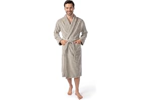 möve Eden Szalowy szlafrok kąpielowy ze strukturą w kratkę welurowy w rozmiarze M wykonany z 80% bawełny / 20% lnu, natura/czarny