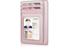 Teskyer Portefeuille Femme, Porte Carte Bancaire, Portefeuille en Cuir PU, Porte Cartes de Credit, Petit Portefeuille Femme, Protection RFID, Design Minimaliste, Or Rose