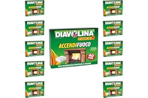 5 x Diavolina Accendifuoco 40 Cubetti, Accensione Rapida e Sicura, A Base di Kerosene, Confezione Richiudibile Salva Odori, Ideale per Camini, Stufe e Barbecue (5)