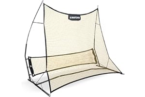 MATCHU - Filet de Rebond Football - 2en1 - INCL. Sac - 183x130cm - Kickback - Convient pour Le Football et Le Handball - Noir/Jaune